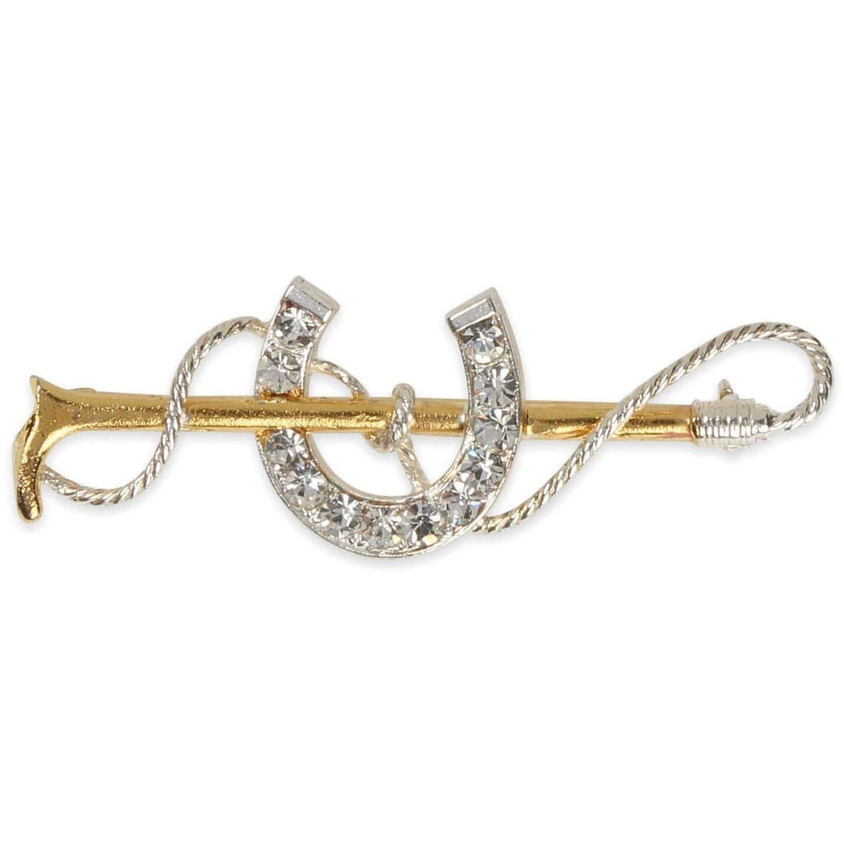 Shires Gold Crop with Large Diamante Horse Shoe