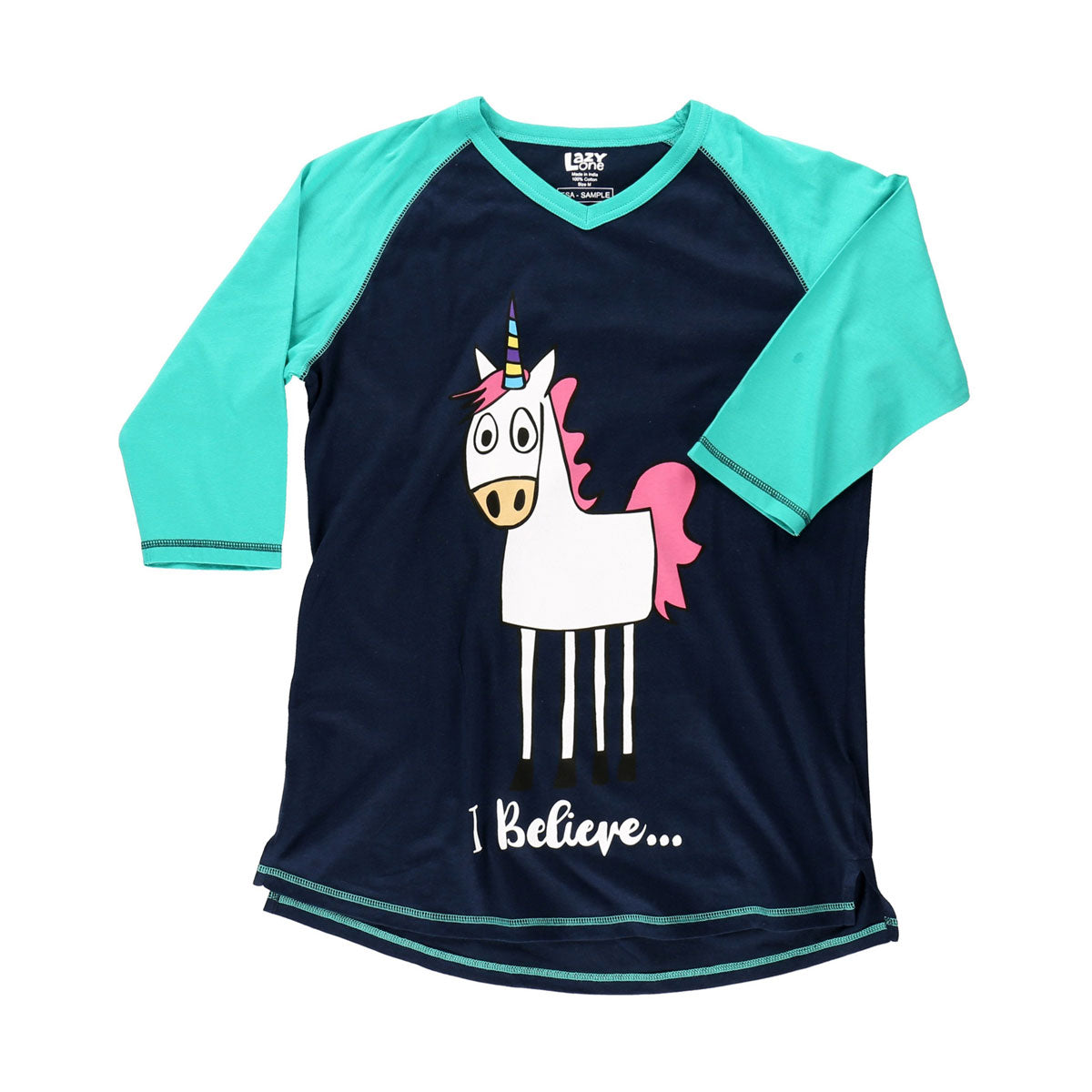 Lazyone para mujer creo que unicornio pj camiseta alta para adultos