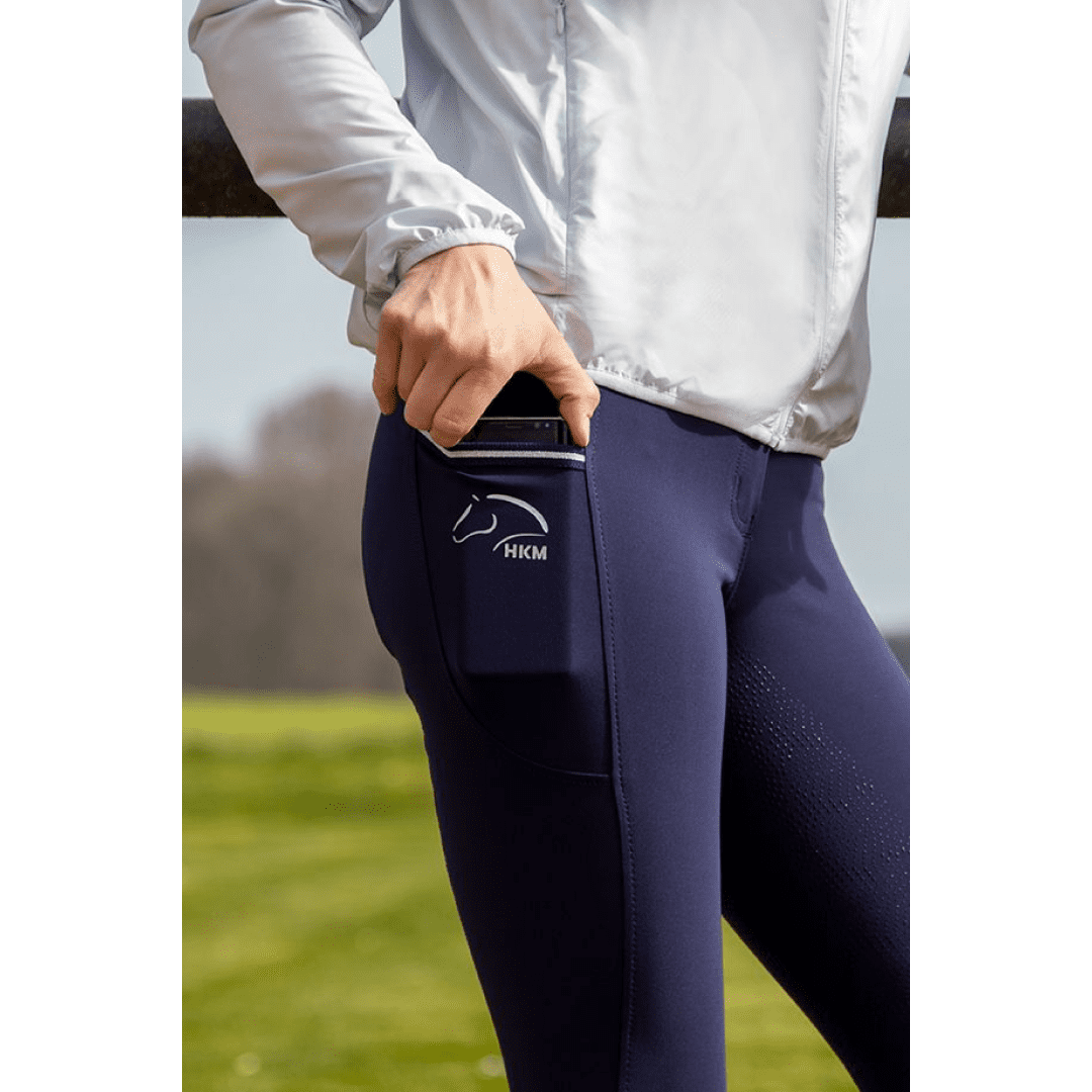 HKM Comfort Style Silicone Full Seat Riding Breeches #colour_deep-blue